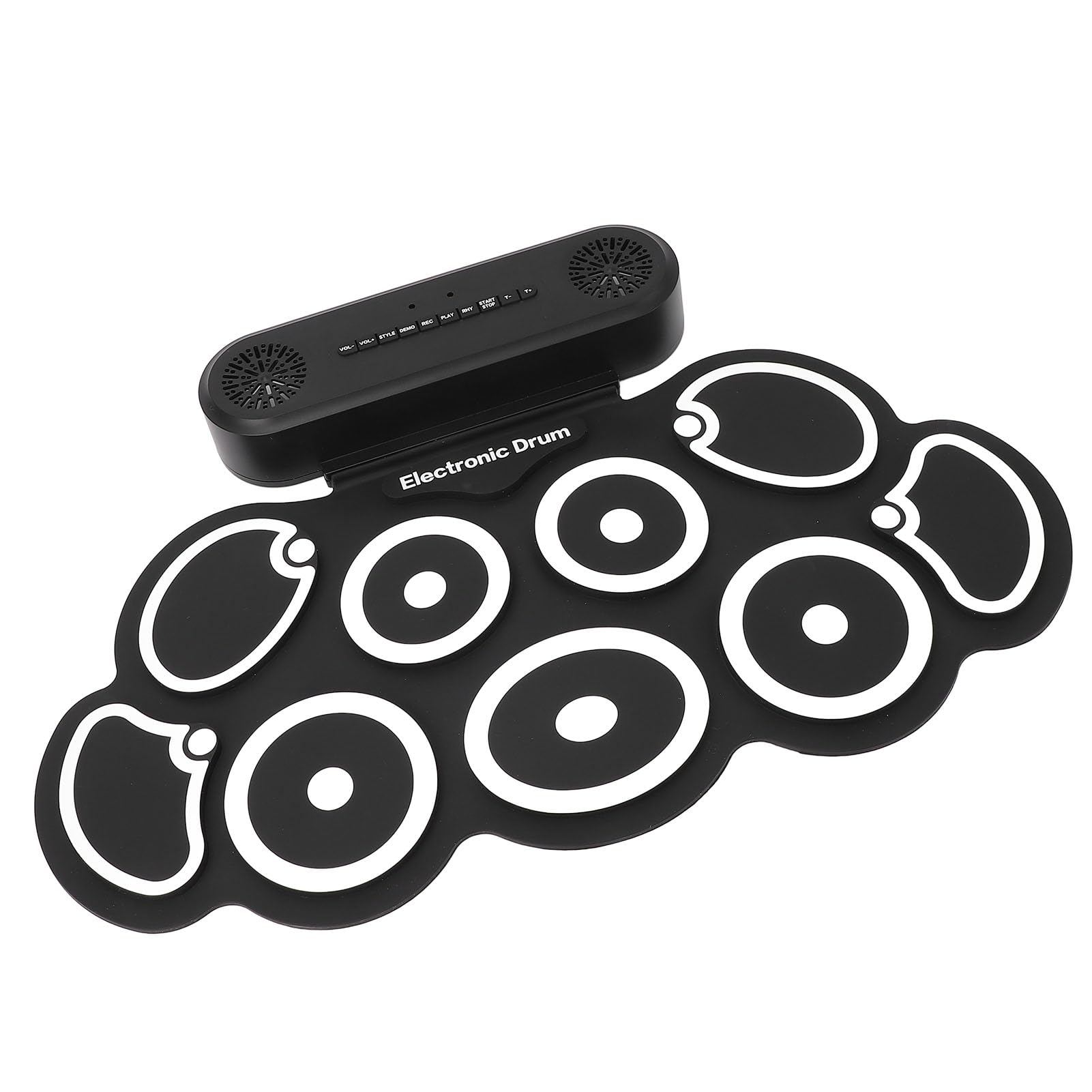 Jeffergarden Kit di Batteria Elettronica Pieghevole con Batteria, Altoparlanti Integrati e Uscita per Cuffie per Principianti e Amanti della Musica