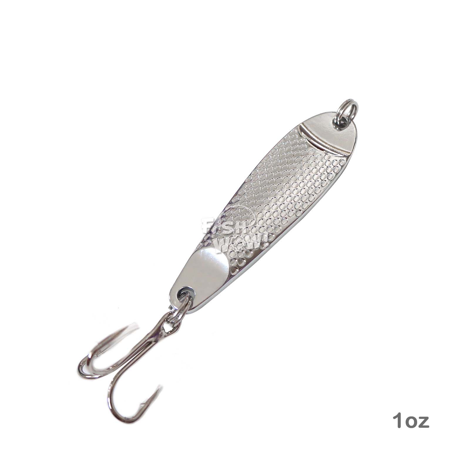 5pcs Fish WOW! 1oz Casting Spoon Jig Lures Hammered Spoons with a Treble Hook
