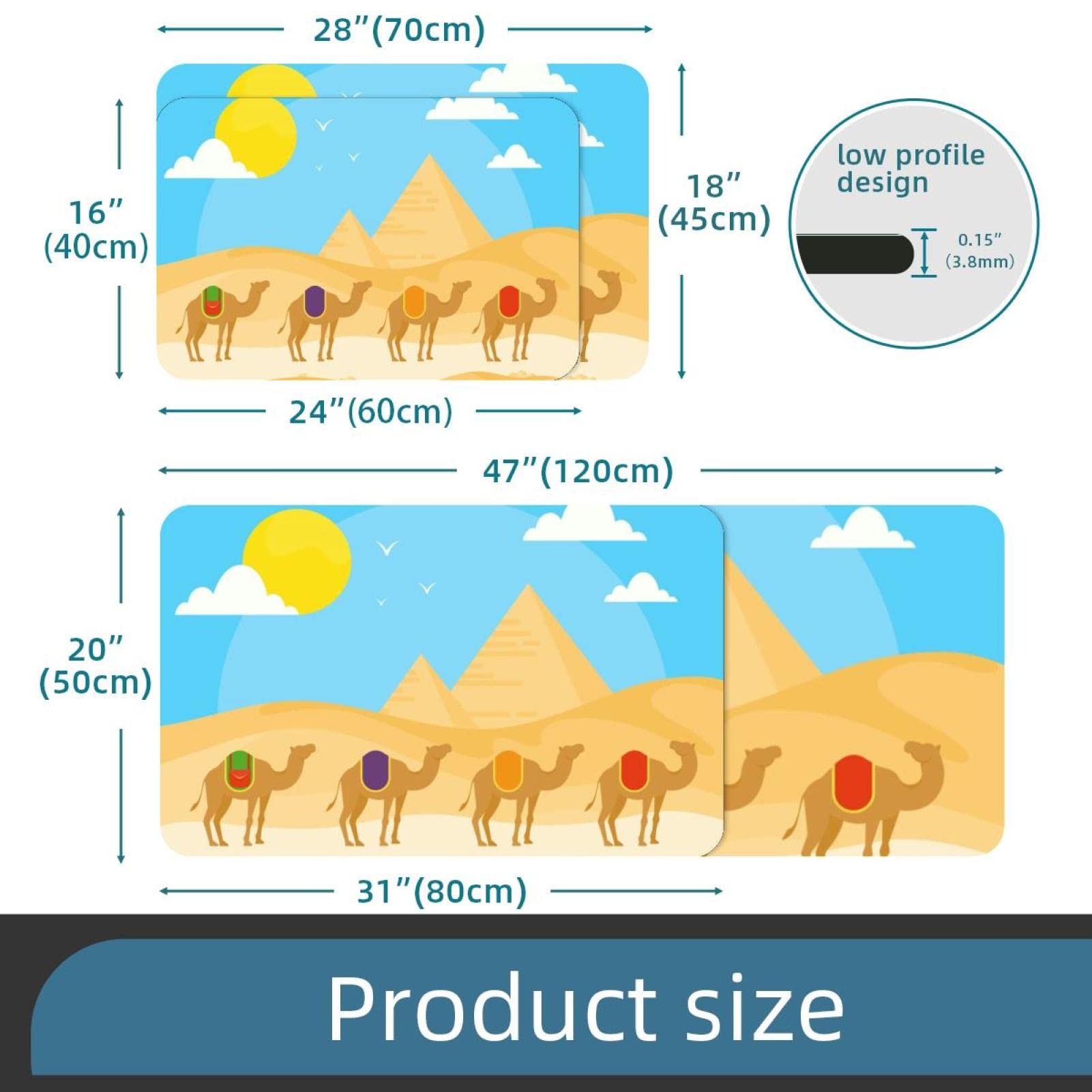 Fußmatte für den Innenbereich, Motiv: ägyptische Pyramide, Camel, rutschfest, saugfähig, für den Eingangsbereich, maschinenwaschbar, für den Außenbereich, 50 x 47 cm