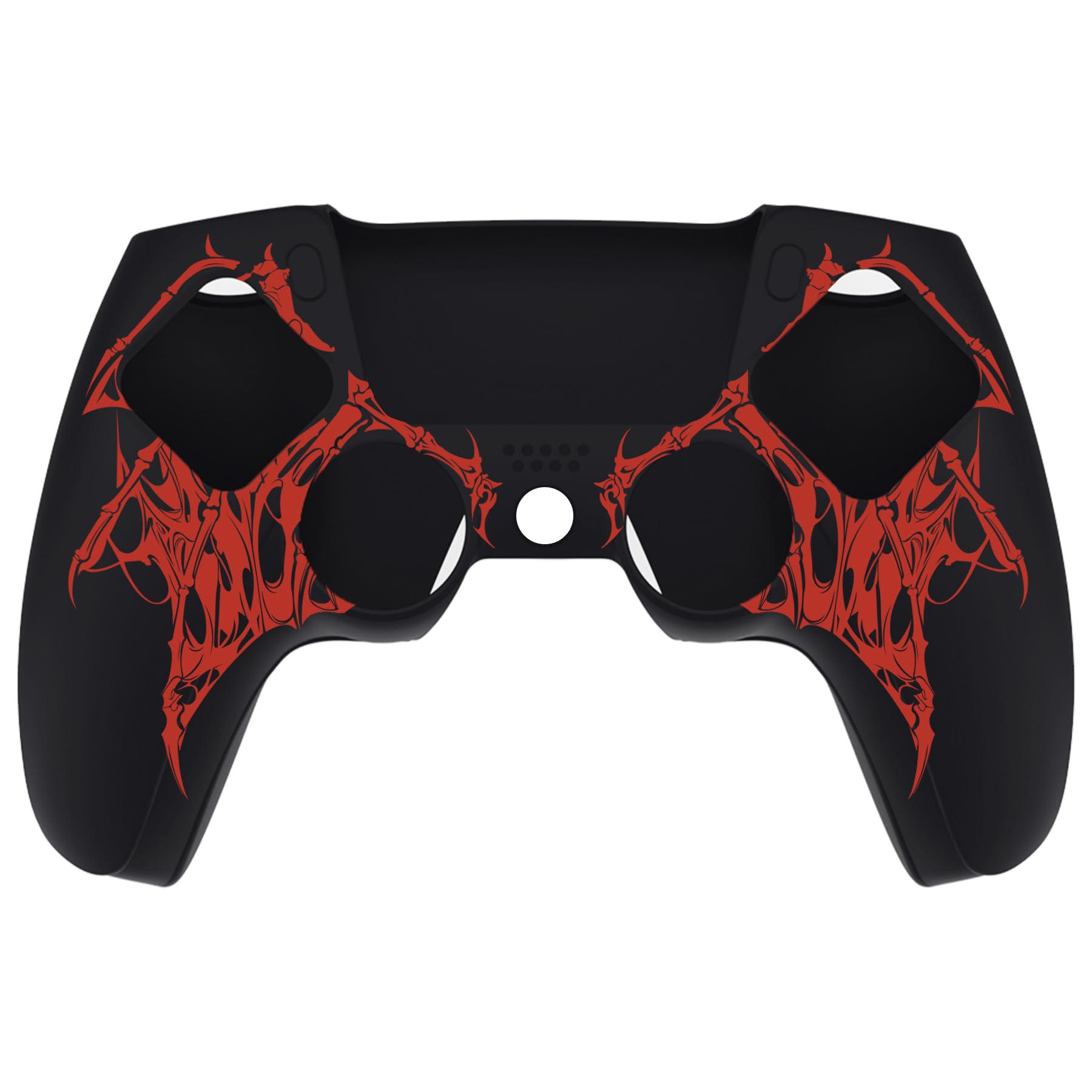 PlayVital Cover Skin per ps5 Controller-Adatto per Base di Ricarica, Custodia Joystick Grip Silicone Case Antiscivolo & 6 Copri Analogici & Adesivi, Accessori per ps5, Sigillo delle Ali Rosso