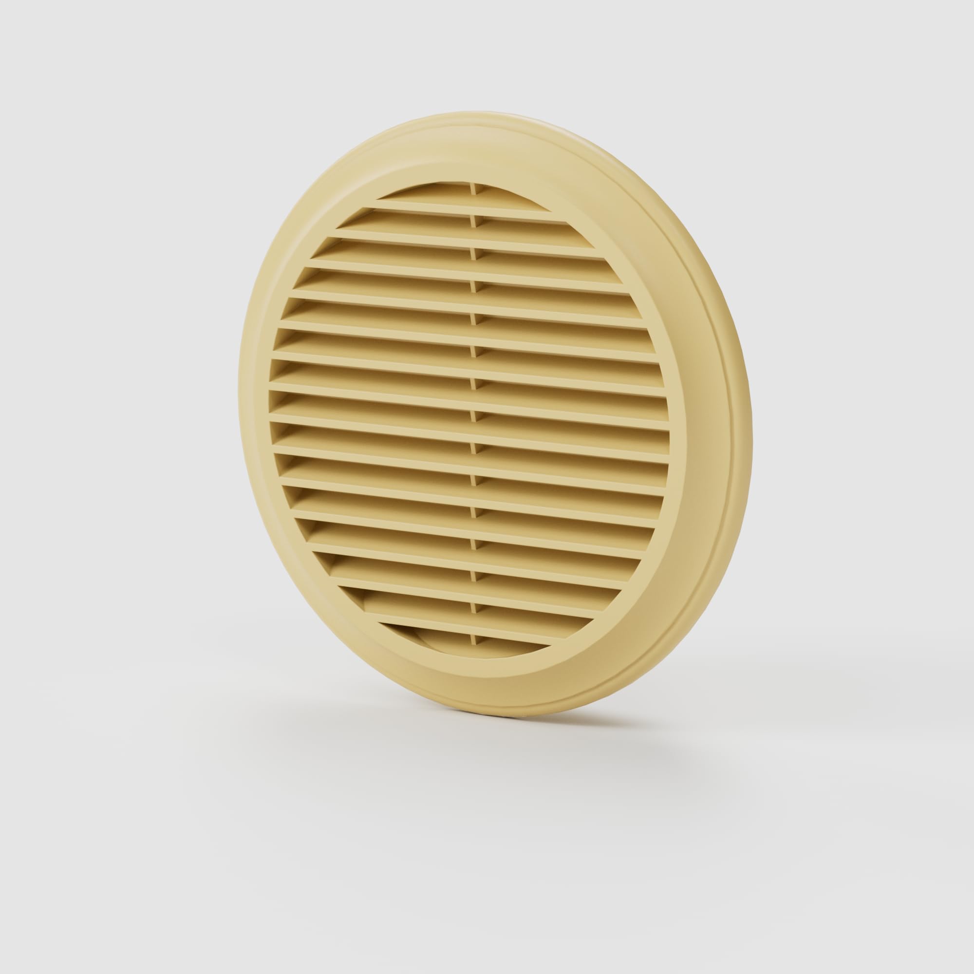 125mm Cotswold Stone Round Fixed Blade External Wall Vent Grille – Soffit Cover for Ducting, Extractor Fan, Bathroom, Kitchen, HVAC, Indoor & Outdoor Air Ventilation, Louvred Outlet