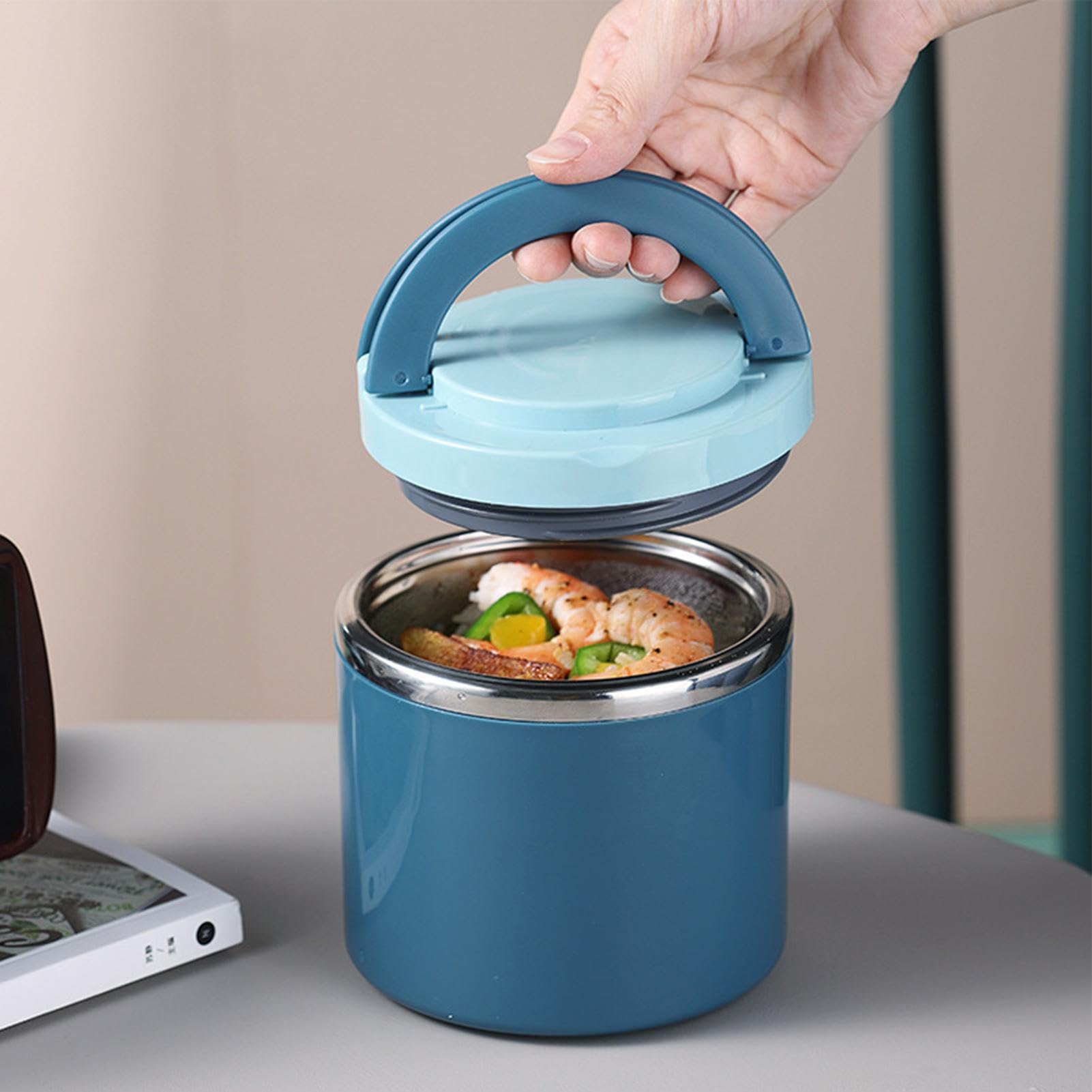 Contenitore termico per il pranzo, 630 ml, in acciaio inox | Contenitore termico per il pranzo, per scuola, ufficio, viaggi, campeggio, picnic, zaino in spalla