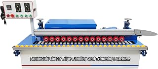 Automatic Edge Banding Machine Straight-Line Woodworking Edge Bander Adjustable Speed 0-6m/min Double-side Gluing/Polishing with Upper Control Panel 110V