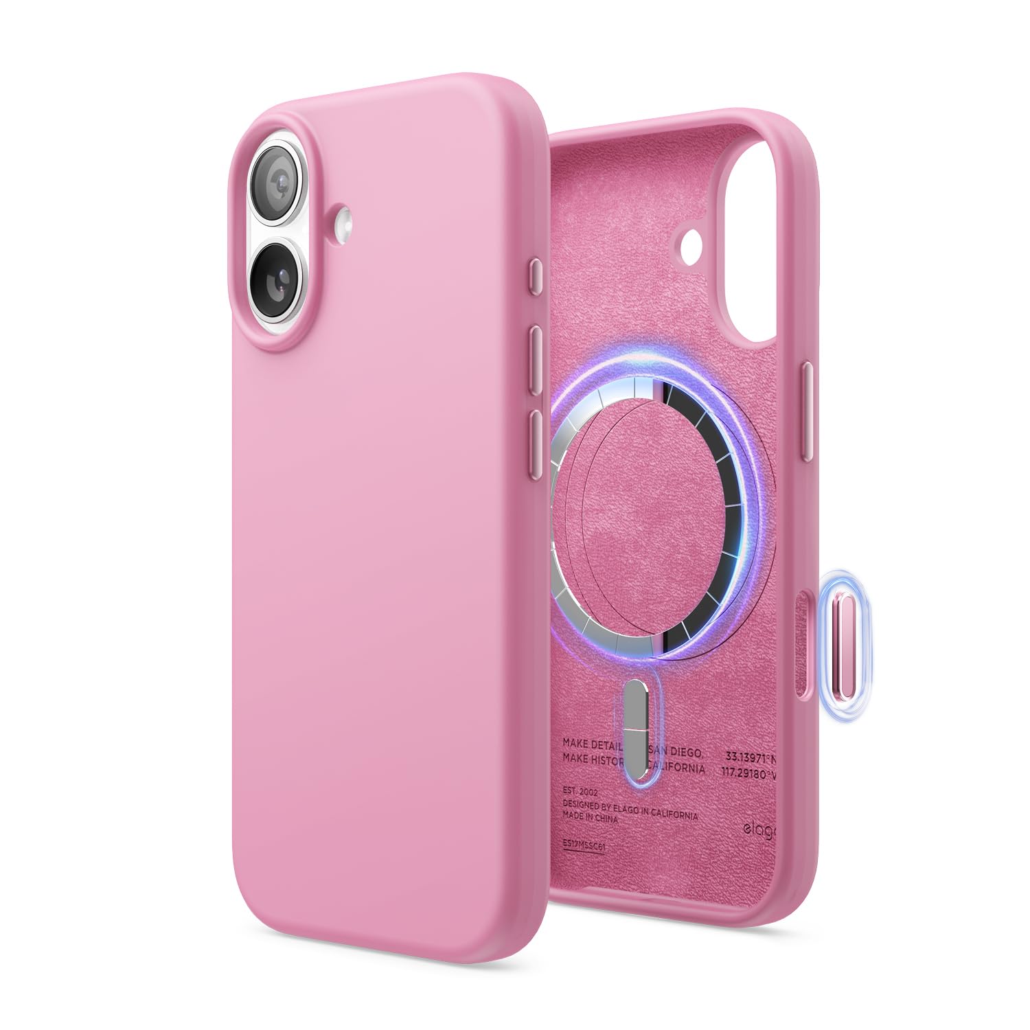 elago Cover Magnetica in Silicone Liquido per iPhone 17 (6,3") – Compatibile con MagSafe, Antiurto, Sottile, Finitura Soft-Touch (Rosa Shock)