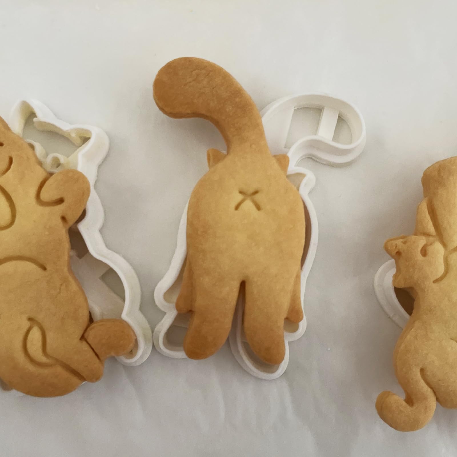 猫のお尻クッキーカッター3個、子供用3D猫クッキーカッター、猫の
