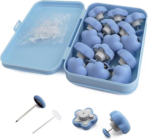 MQUPIN Juego de 16 pasadores de edredón, clips para edredón en el interior, clips de funda de edredón para edredón, cojines, cortinas (flor azul)