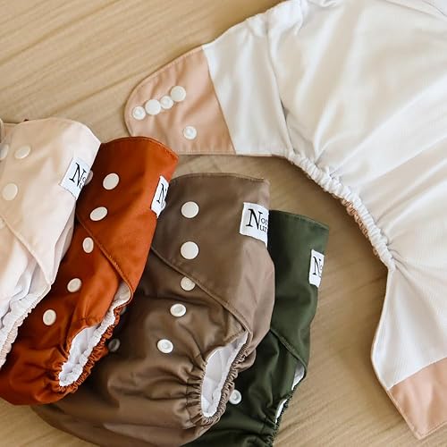Miniatura 5 de Nora's Nursery AWJ - Pañales de tela, paquete de 7 con 1 bolsa para artículos húmedos, funda impermeable, lavable, reutilizable y de bolsillo