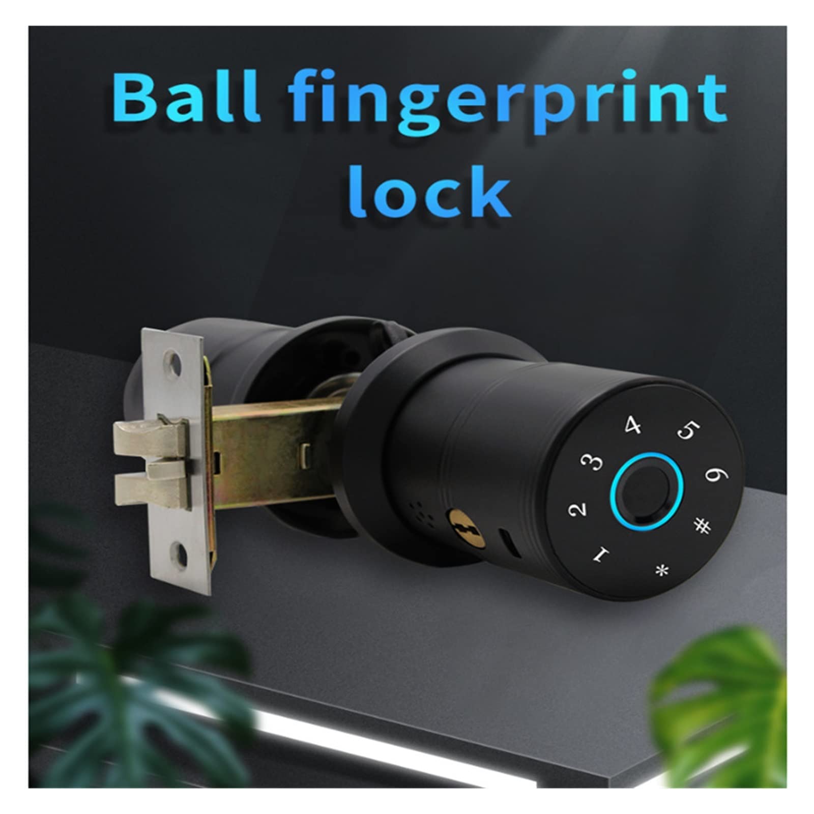 Cerradura Inteligente Smart Fingerprint Digit Round Knob Black C-level Security Key Electronic Door Lock APP for desbloquear