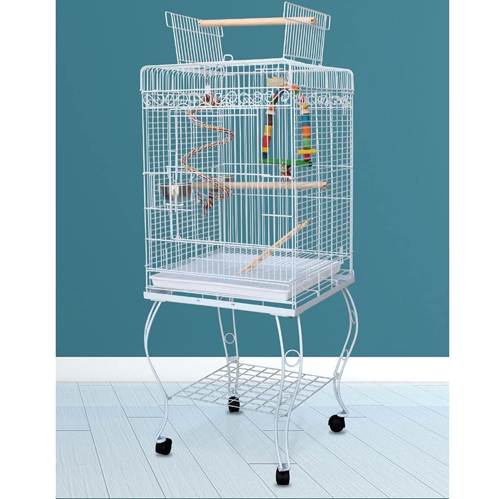 Gabbia Voliera Rack interattivi per Animali Domestici e Gabbie mobili pappagalli Sono Adatti per canarini Piccoli pappagalli, fringuelli, Uccelli Amore e parrocchetti Bird Cage (Color : White)