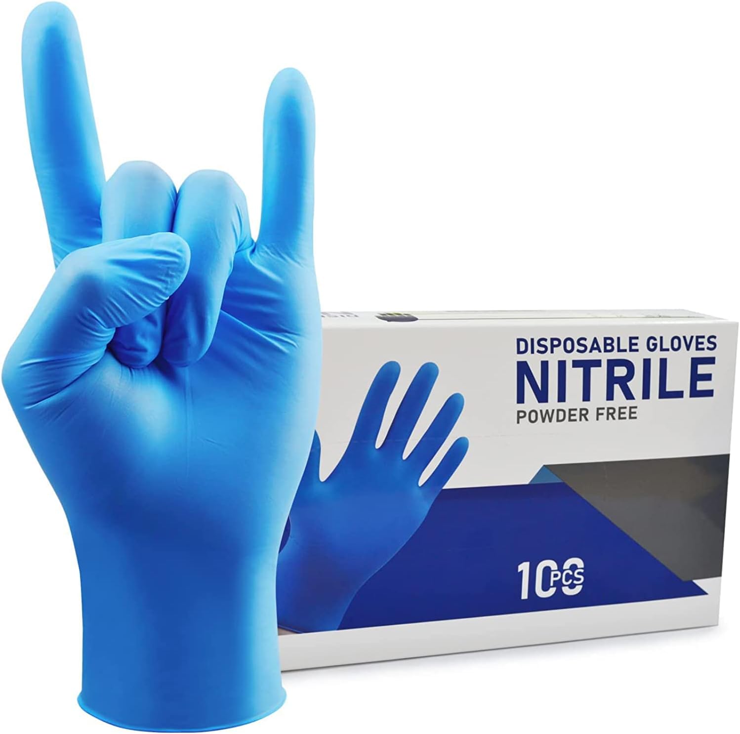 Disposable Nitrile Gloves, Powder & Latex Free, Touch Screen, Multi-Purpose, Extra Strong (Medium, 100, count)