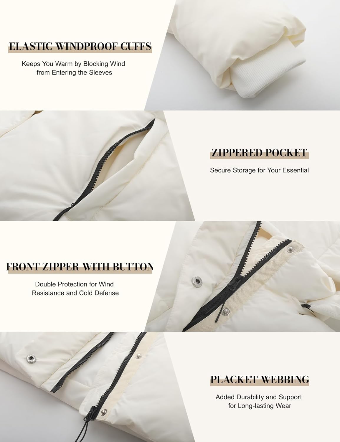 PEHMEA Women's Winter Cropped Puffer Jacket, Full Zip Thicken Short Coat with Detachable Hood - Image 4