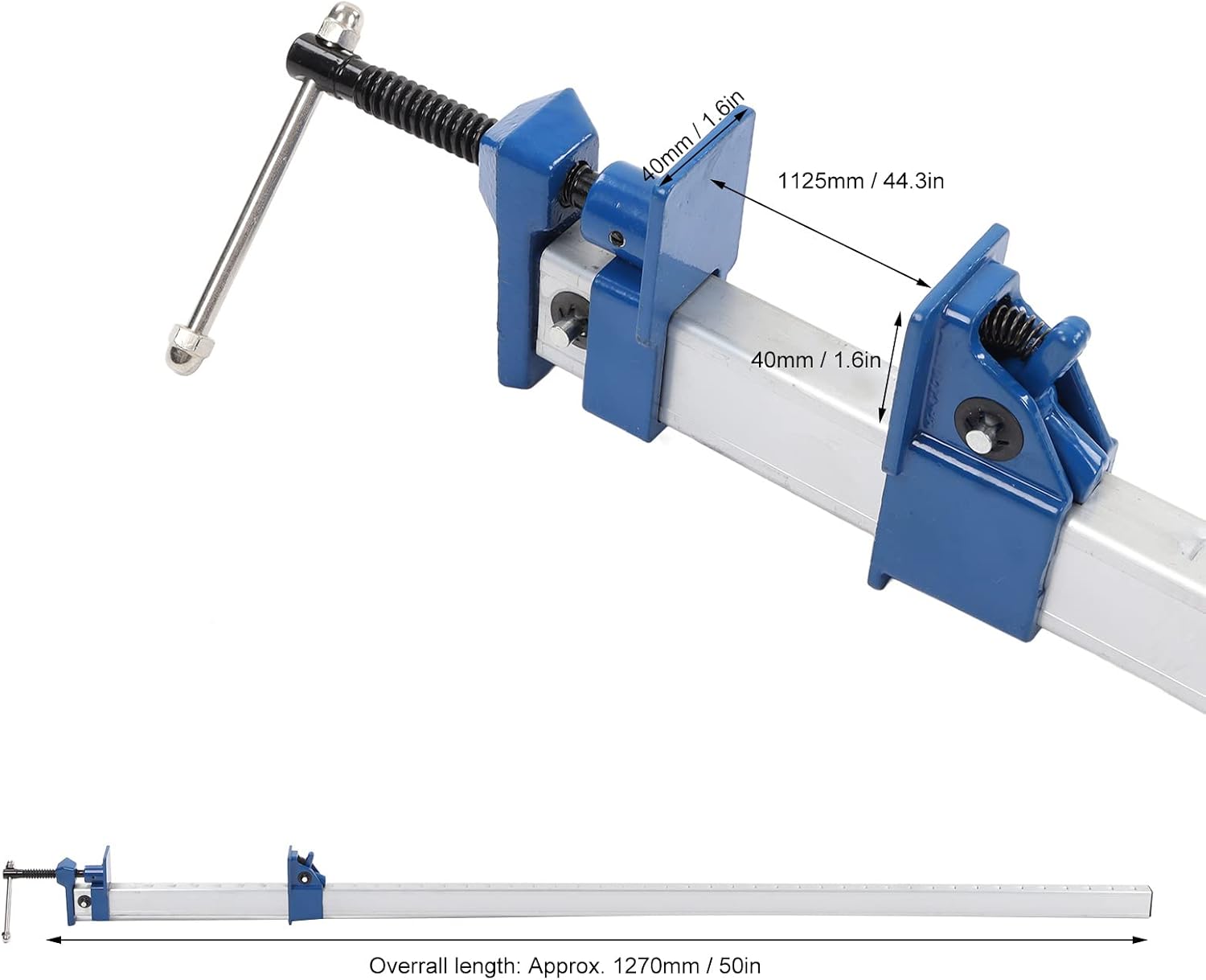 Woodworking Bar Clamp, Aluminum Alloy Adjustable 1125mm F Clamp - One Handed Operation, Wear, Ideal for Carpenters and Woodworkers
