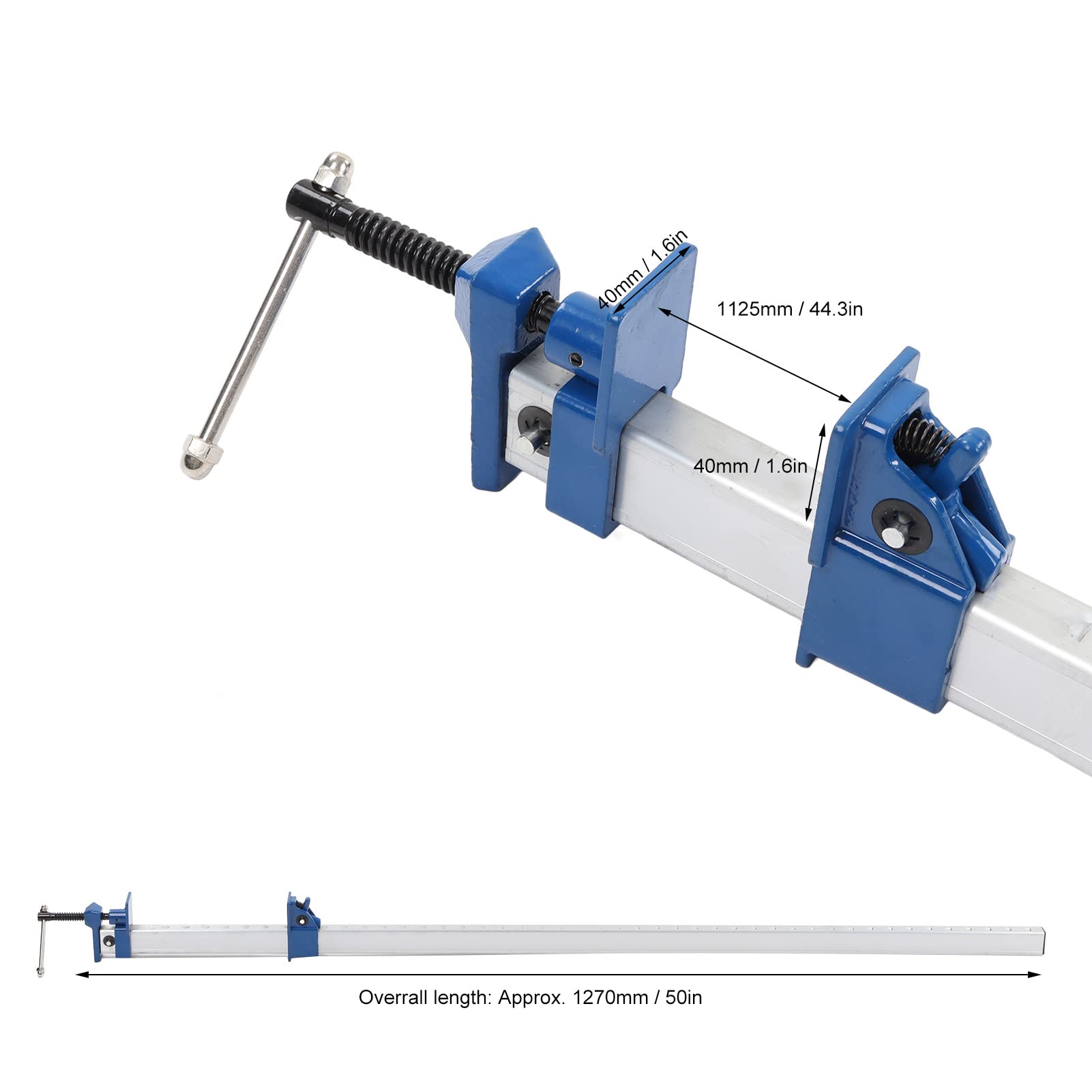 Domary Morsetto per Barra per la Lavorazione del Legno Morsetto F Regolabile da 1125 Mm Operazione con una Sola Mano Carpentieri Lega di Alluminio