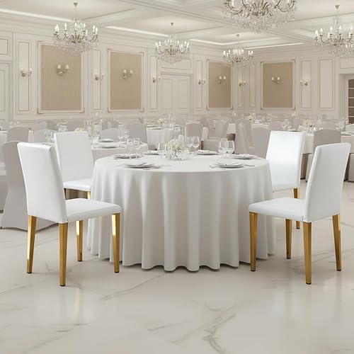 Miniatura 8 de Juego de 4 sillas de comedor modernas, piel sintética blanca con patas de metal dorado, 35.4 x 16 x 18.5 pulgadas, asientos acolchados de esponja de