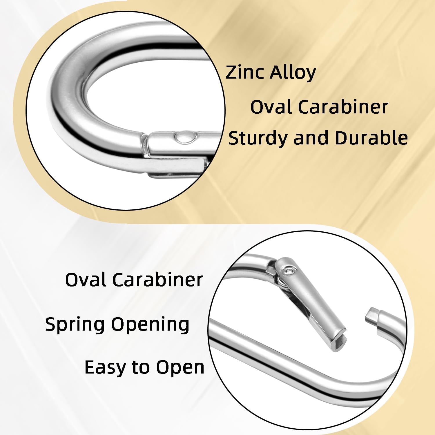 4pcs 2" Oval Spring Keyrings, Large Keychain Carabiner Clips, Spring O Rings Buckles for Purse Clip, Bag Strap Clasp, Backpack Charms, Dog Tag, Car Keyring Accessories (Silver)