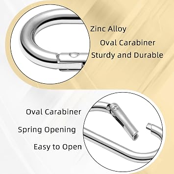 4pcs 2 Oval Spring Keyrings, Large Keychain Carabiner Clips, Spring O Rings Buckles for Purse Clip, Bag Strap Clasp, Backpack Charms, Dog Tag, Car Keyring Accessories (Silver)