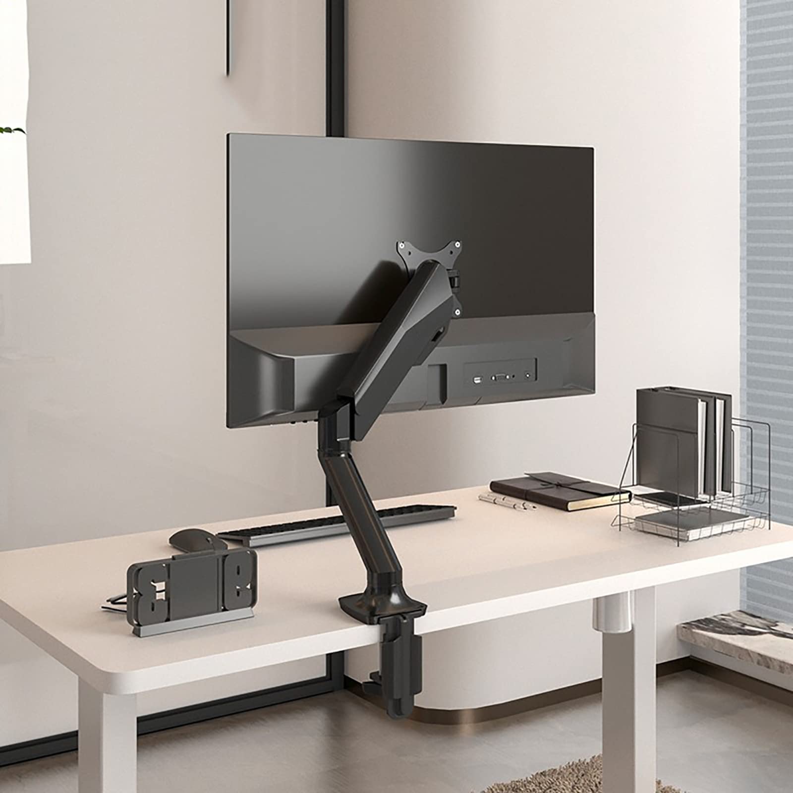 asdchZen Monitor Mount,Adjustable Gas Spring Monitor Arm,Free Standing Full Motion Monitor Stand Mount Fits 1 Screen,For 17-32Inch Lcd Computer Screens
