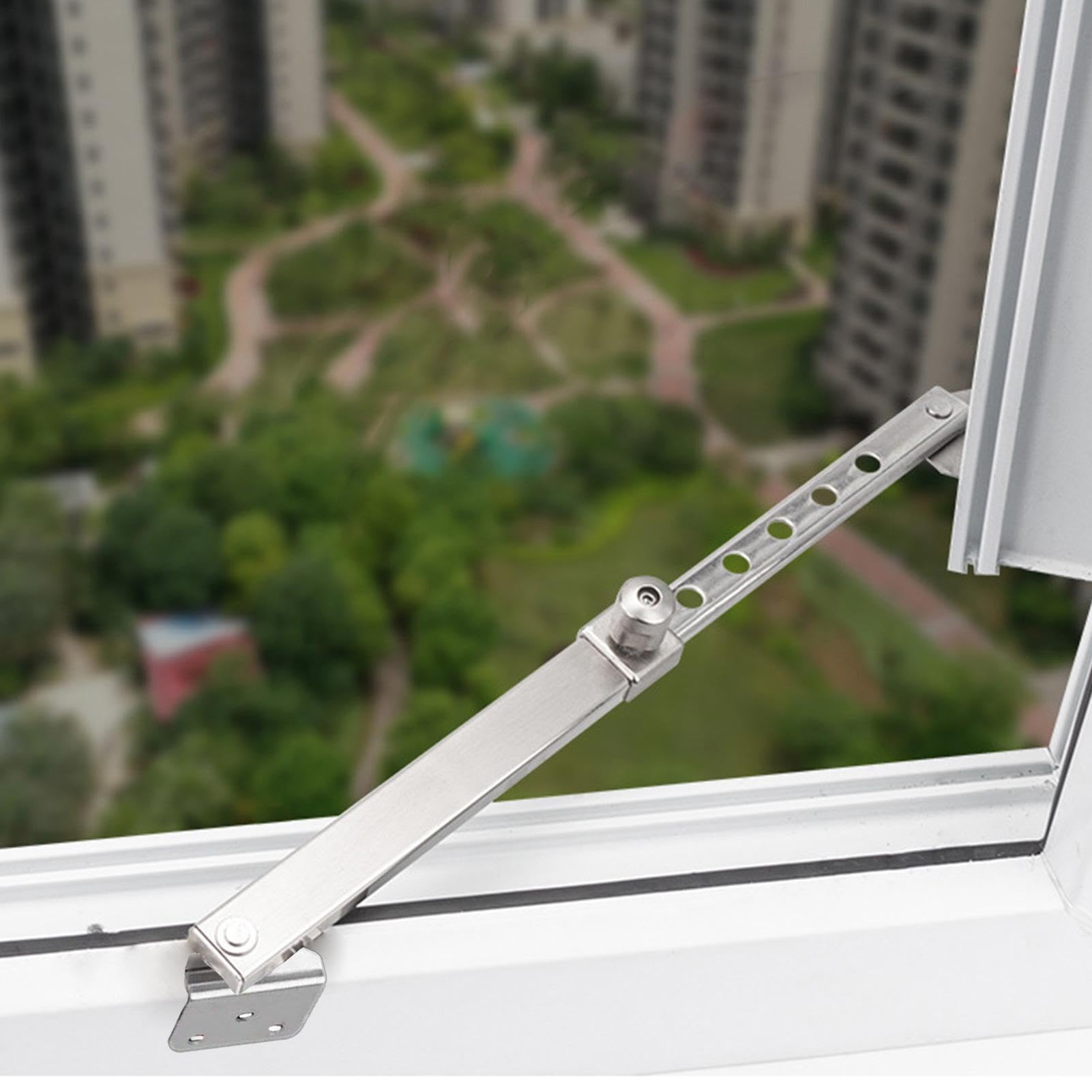 Stainless Steel Window Limiter - Casement Opening Restrictor, Fixed Position Stay | Aluminum Alloy Wind Brace, Childproof Safety Hardware with Adjustable Friction Arm — view 4