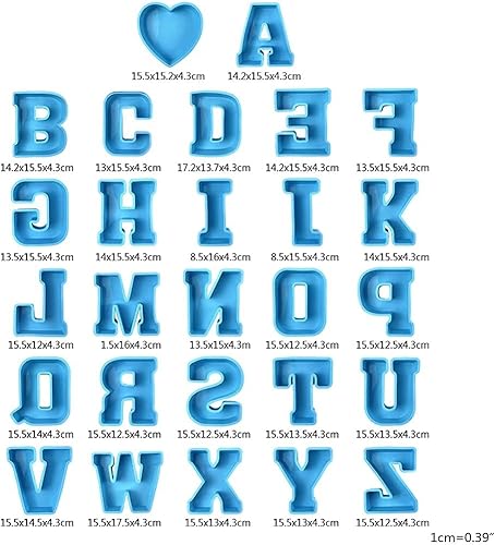 Miniatura 3 de Molde de silicona de resina epoxi del alfabeto 3D de gran tamaño, molde de símbolo de letra mayúscula, moldes de fundición de epoxi para arte de