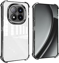 GOGME Coque pour Xiaomi Redmi Note 14 Pro+ Plus 5G Coins Renforcés Étui avec Film Camera Housse/TPU Anti - Rayures Antichoc Souple Claire Design - Noir
