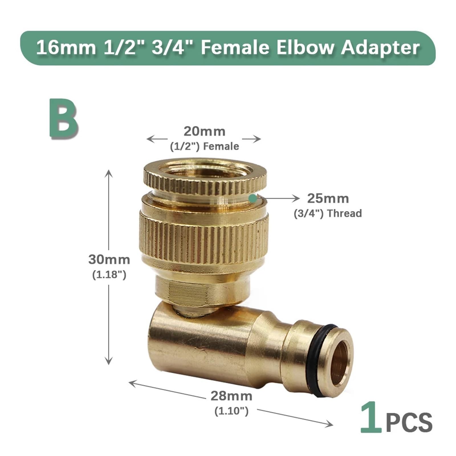 Generico 1 pz. 16 mm 1/2 "3/4" Raccordo rapido Piegato for irrigazione da Giardino Adattatore in Ottone e Rame Giunto di accoppiamento Durevole(1I2 to 3I4 Inch-1pcs)