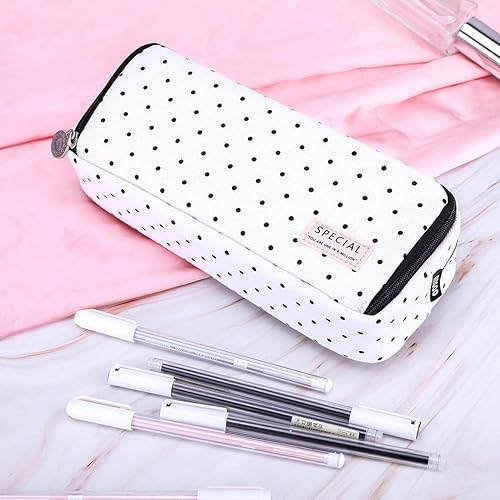 Miniatura 5 de iSuperb - Estuche para lápices con 3 cremalleras, diseño de cuadrícula, organizador de maquillaje