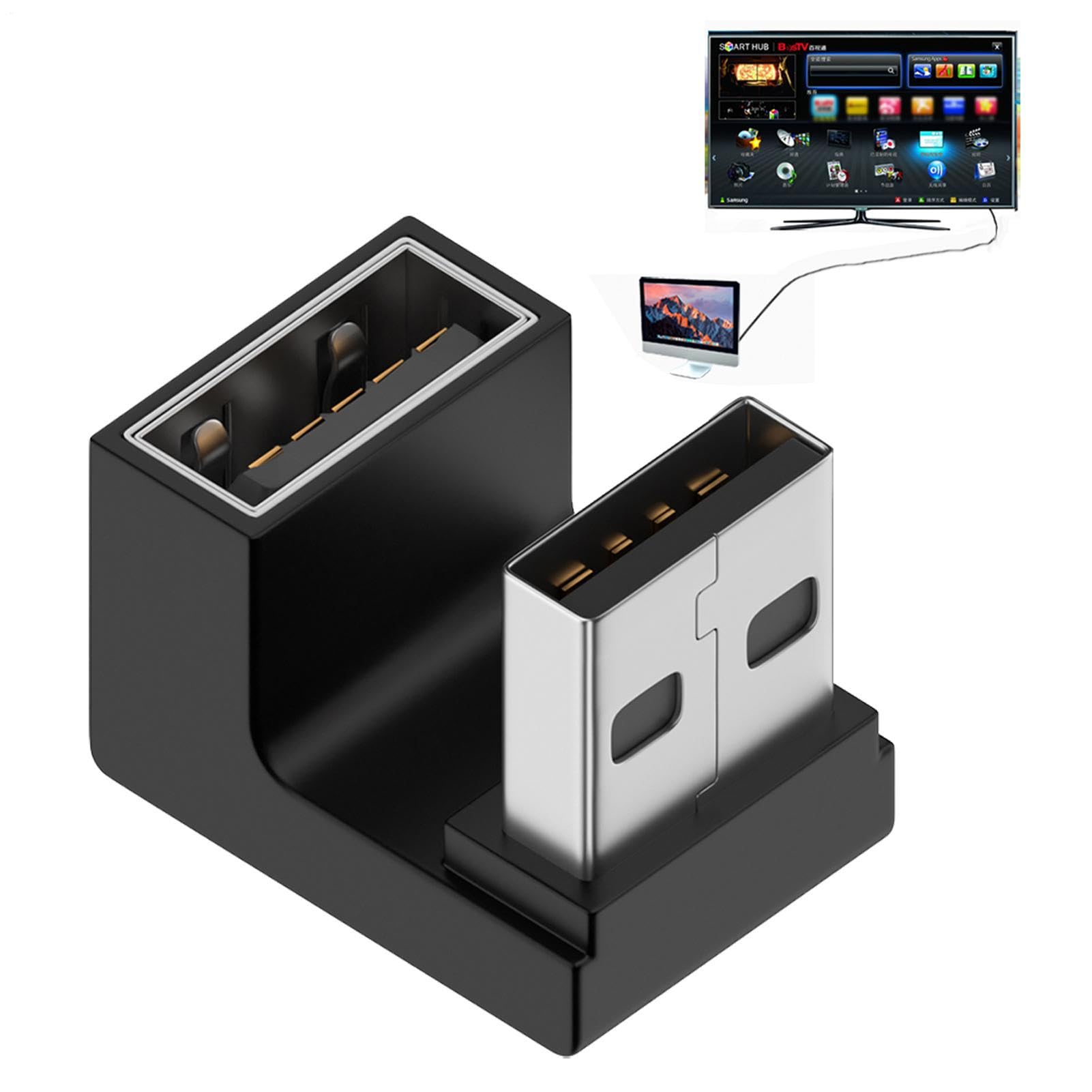 90 Degree USB Adapter,USB3.0 Adapter Male To Female - 10Gbps Data Transfer, USB Connector, Extender Connector For Laptop, Pc, Tv