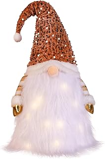 Christmas Tree Topper Gnome Light up Xmas Tree Toppers 24x10 Inch Large Lighted Gnomes with Sequin Hat Farmhouse Santa Claus Tree Tabletop Fireplace Decorations for Home Office Holiday Party Decor