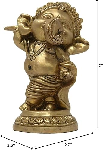Miniatura 7 de Decoración religiosa para el hogar, estatua de metal de latón cruzada, para bailar bebé, ganesha para hindúes de 5.3 x 2.6in 32.63oz