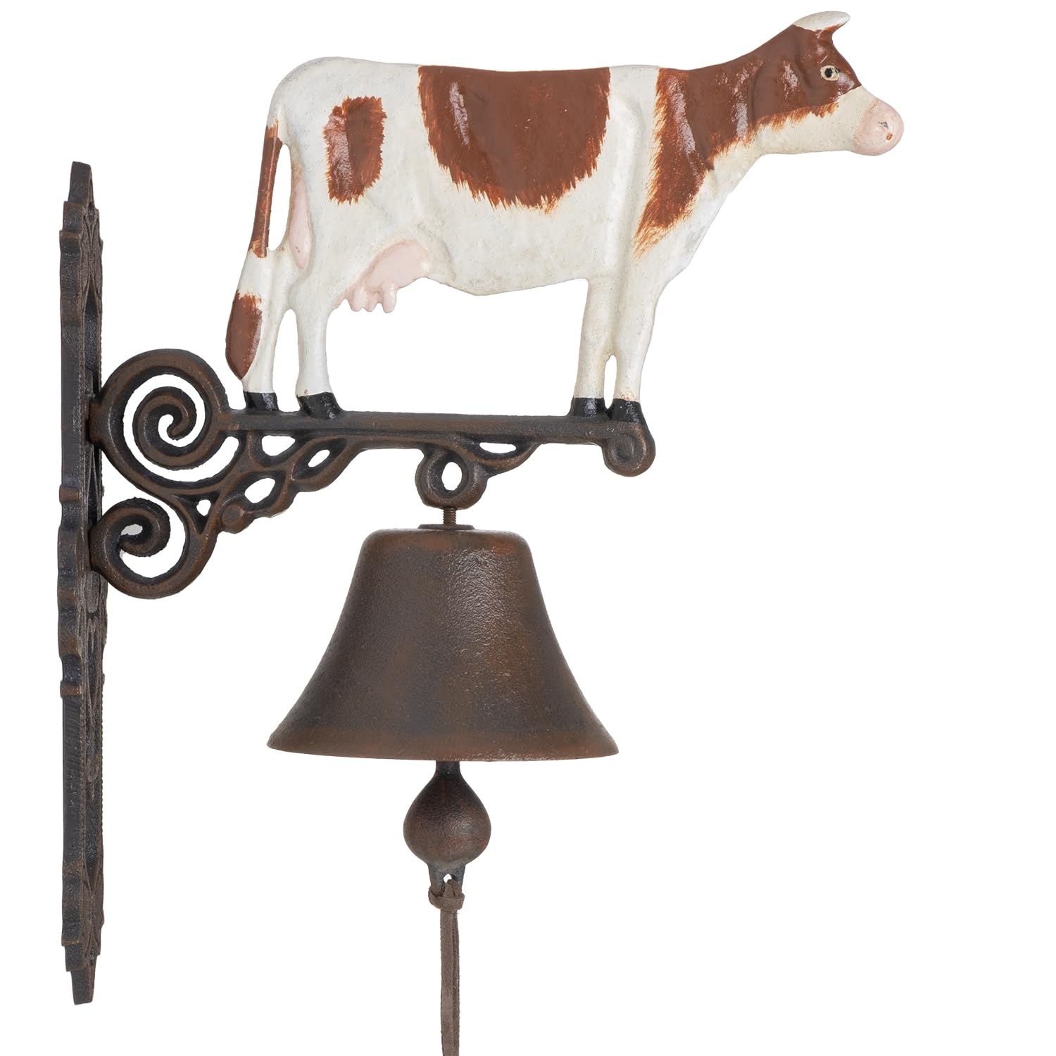 Moritz - Campana de Pared de Hierro Fundido, diseño de Vaca, Color marrón y Blanco