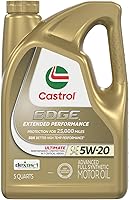 Castrol EDGE Extended Performance 5W-20 Full Synthetic Motor Oil, 5 Quart - 25,000 Mile Protection & Ultimate Wear Defense