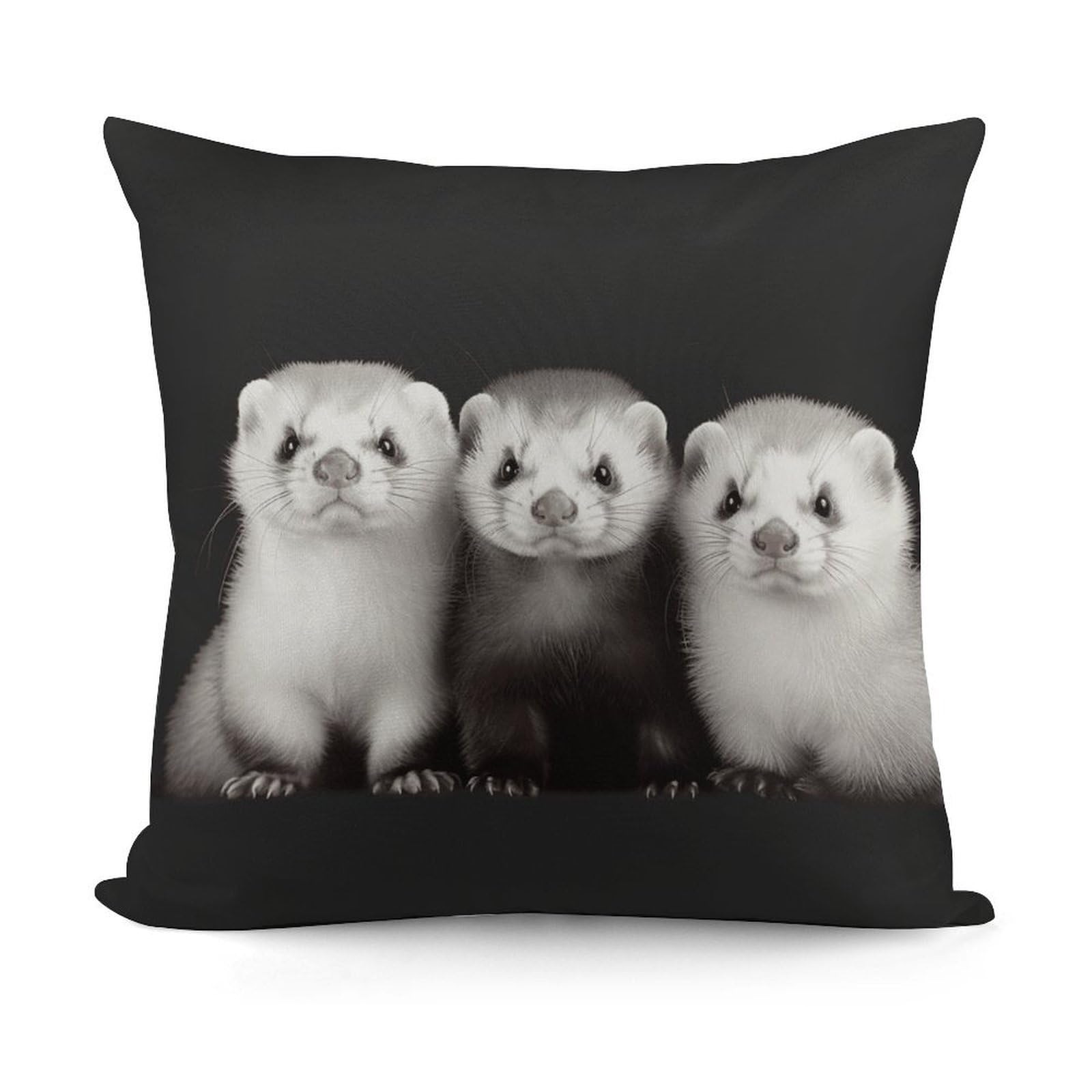 VstaDank Ferrets Throw Pillow Covers Fade-Resistant Plush Pillow Case Cozy Square Cushion Case Removable Pillowcase Exquisite Pillow Shams Soft Pillow Protector 18"x18"