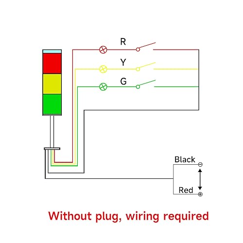Miniatura 6 de Luz de señal industrial, luces estroboscópicas pequeñas de 3 capas con soporte sin sonido DC24V para taller de fábrica, lámpara de alarma industrial