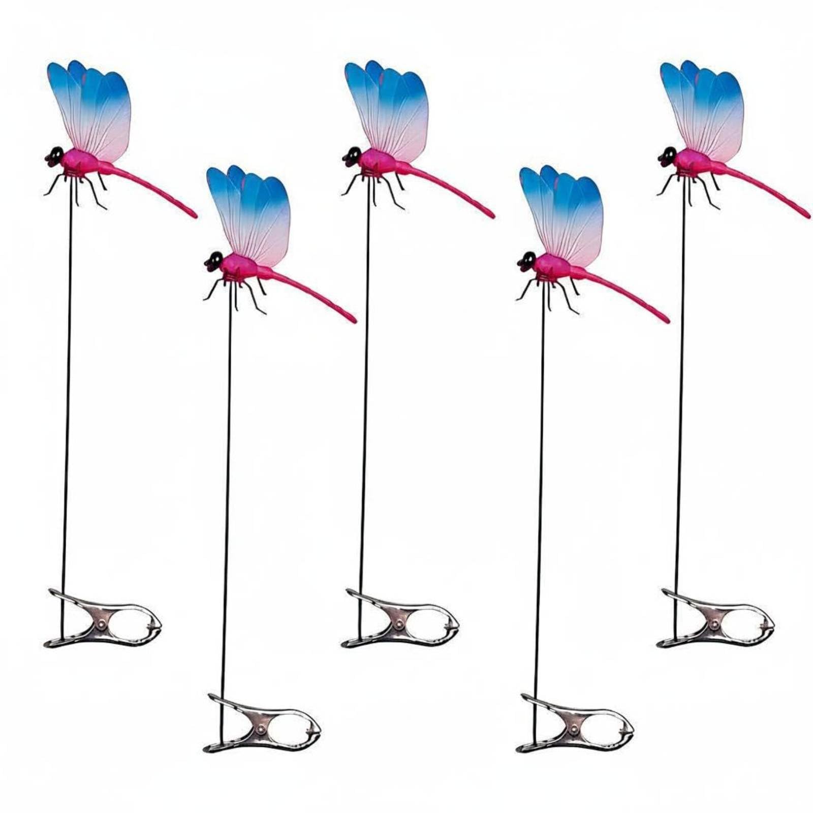 5 Pieces Deterrent Dragonfly Clip Fly Fly Deterrent Device Fake Dragonfly Ornament Realistic Look Outdoor Decor 3D for Patio, Blue Pink|Home & Garden | Yard Garden & Outdoor Living-image-45