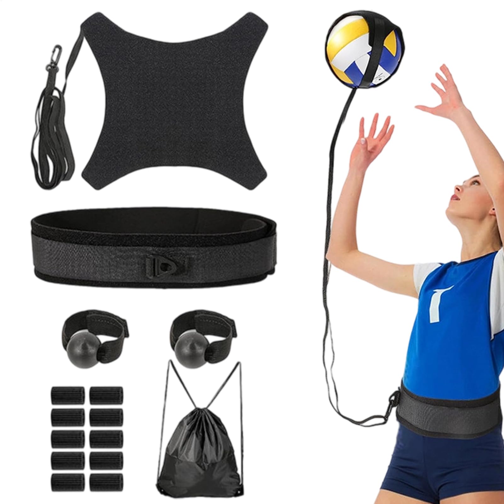 Kit de Entrenamiento de Voleibol, Herramienta de Pase Ajustable, Entrenador de Golpe Elástico