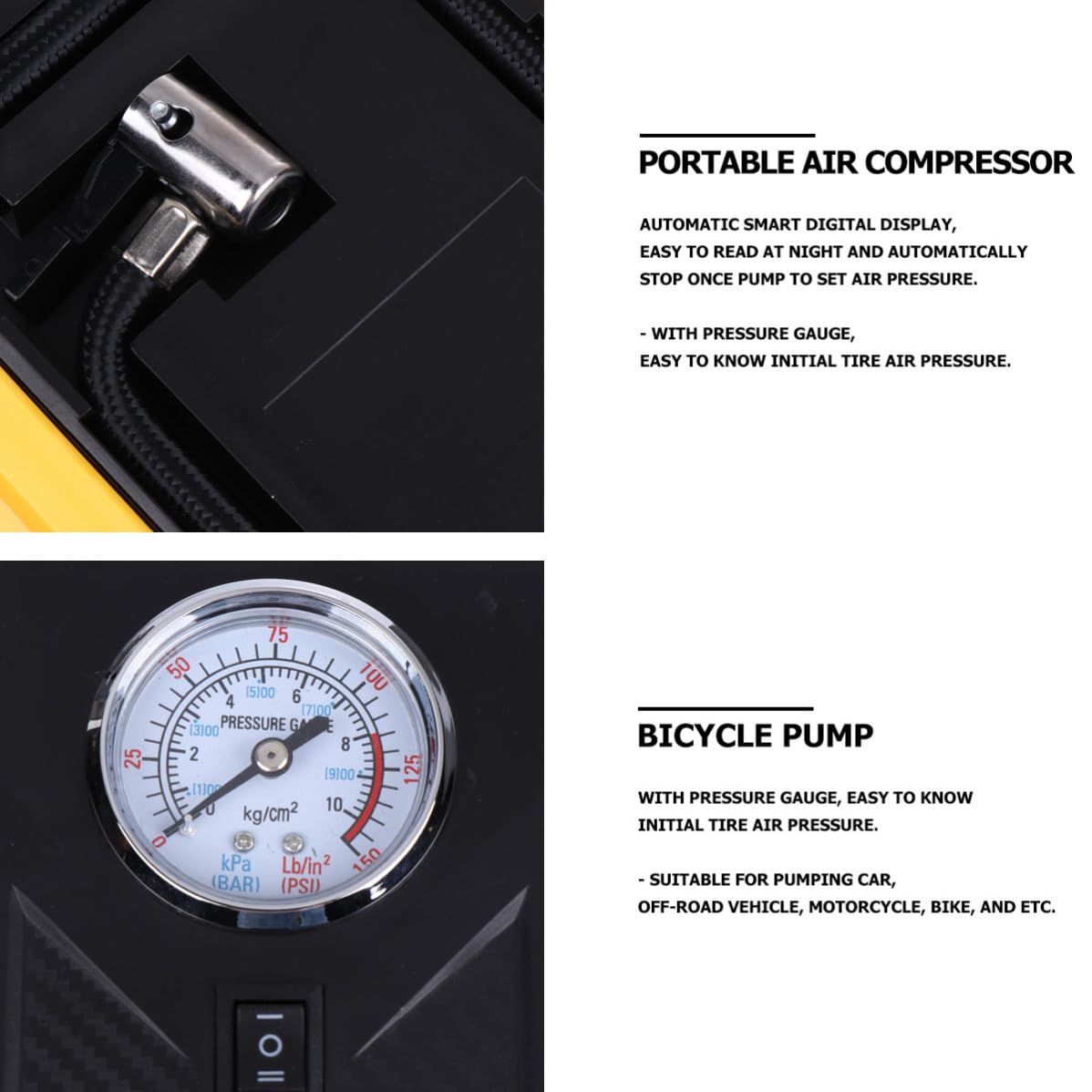 Gonfleur de Pneus Portable Numérique 2000mah pour Moto et Voiture