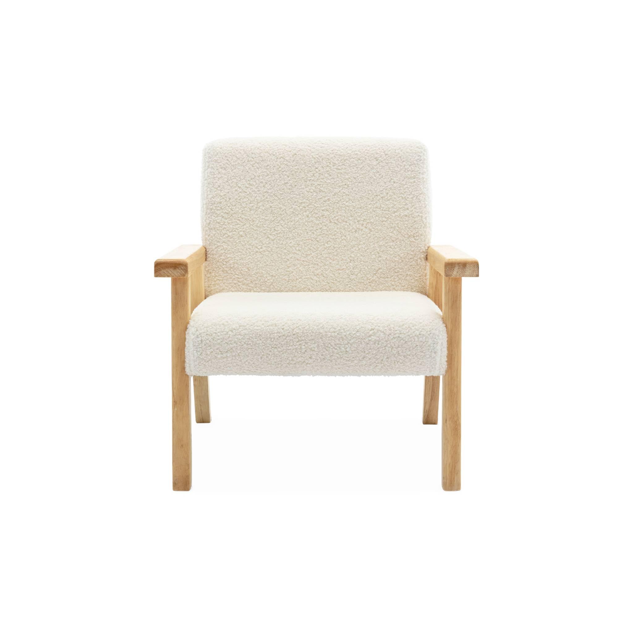 sweeek Kindersessel aus Holz und weißem Teddy Bouclé-Stoff, ISAK L 47 x T 43,5 x H 50cm