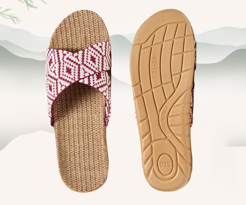 Linen House Slippers, Indoor Breathable Footwear, Unisex, All Seasons3