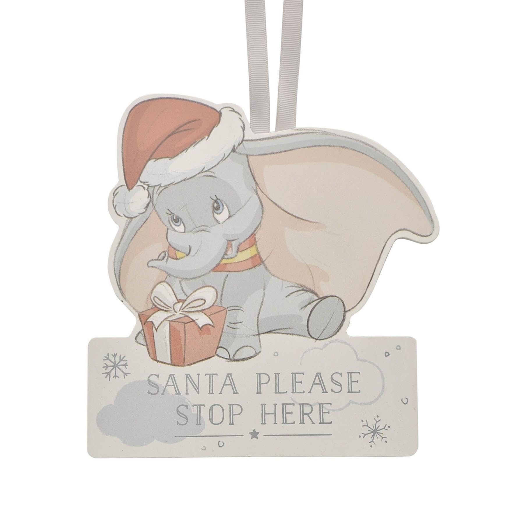 Widdle Gifts Multicolour Disney Dumbo Santa Stop Here Plaque Hanging Decoration 4688