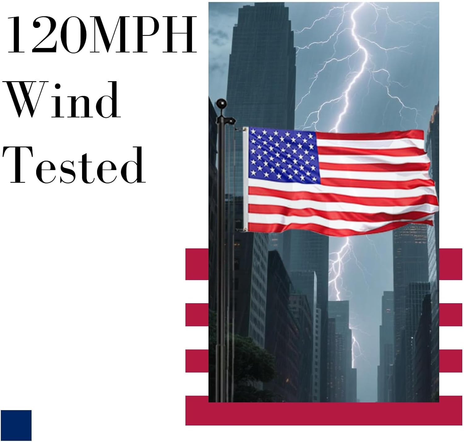 iElyiEsy 12 Gauge 20FT Heavy Duty Black Flag Pole Kit - In-Ground Flagpole, 120MPH Wind Tested with 3'×5' Oxford Embroidered Flag Aluminum top Ball for Residential/Black - Image 3