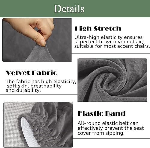 Miniatura 3 de Funda para silla decorativa sin brazos, de terciopelo elástico, extraíble, lavable, de lujo, moderno, protector de muebles con parte inferior