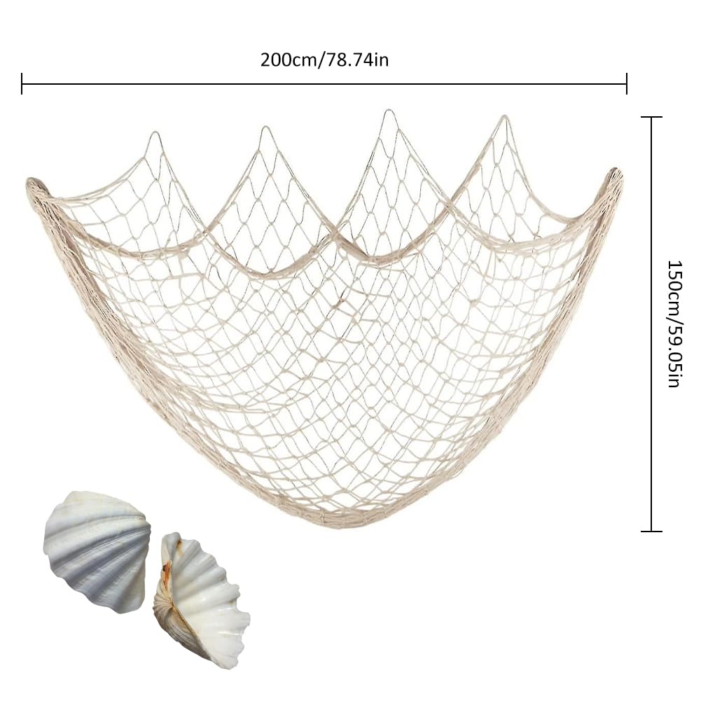 Decoratie visnet met schelpen - naturel - 100 x 200 cm - netten | Fun en Feest