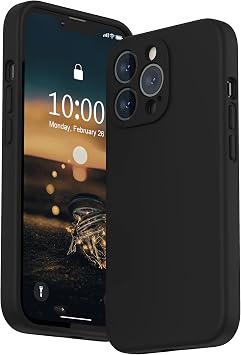 SURPHY Case for iPhone 13 Pro Case with Screen Protector, 13 Pro Liquid Silicone Phone Cases Camera Protection & Soft Microfiber Lining, Black