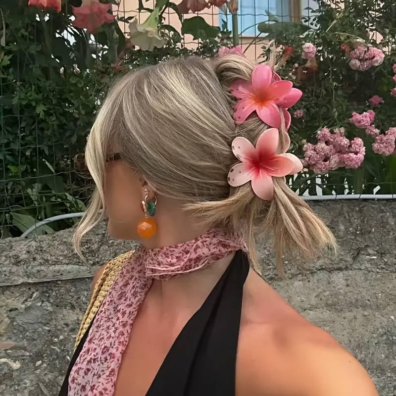 Image of Cerrito 3 Pcs Big Flower Hair Claw Clips Set, Gradient Lily Design, Strong Hold Hair, Stylish Accessories for Women & Girls, Cute Hair Grips, Perfect for Daily Use, Travel, Party, Gifting, Multicolor