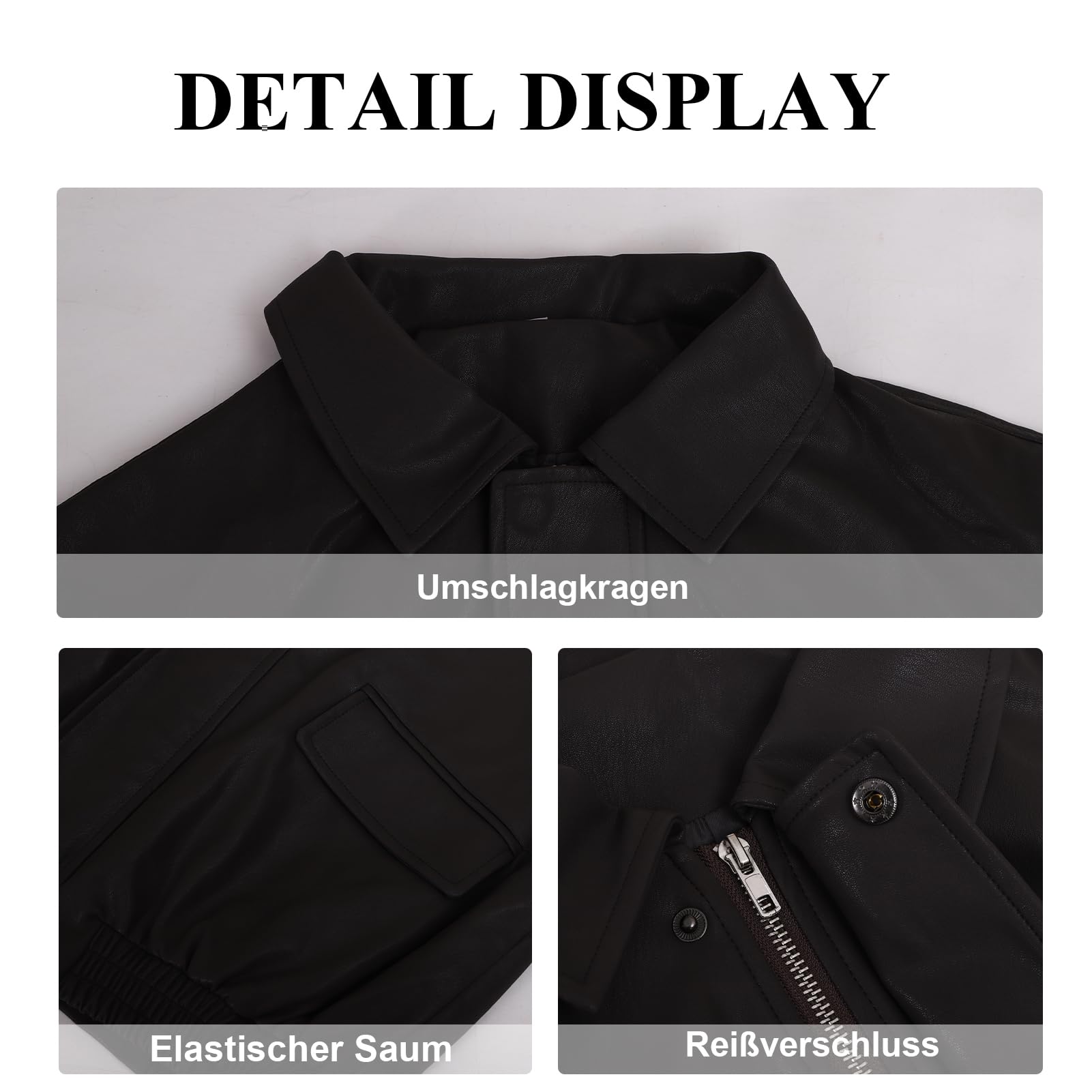 HOUZONIY Giacca in pelle da donna, oversize, in similpelle, alla moda, per autunno e inverno, a maniche lunghe, con zip