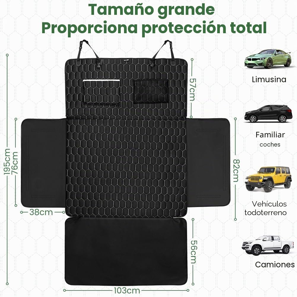KYG Protector Maletero Coche Perro XXXL Antideslizante Impermeable con Protección Lateral Cubre Maletero Coche Resistente a la Suciedad Fácil de Limpiar Protector Maletero Camión, SUV, 195 x 105 cm