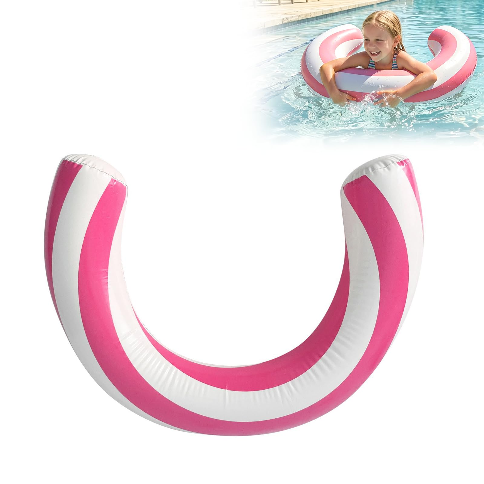 Pool Inflatables, 2 Pack Inflatable Curved Swimming Pool Noodle for Adult Travel Vacation Pools Float Toys Summer Party Beach Water Games Supplies (Pink)
