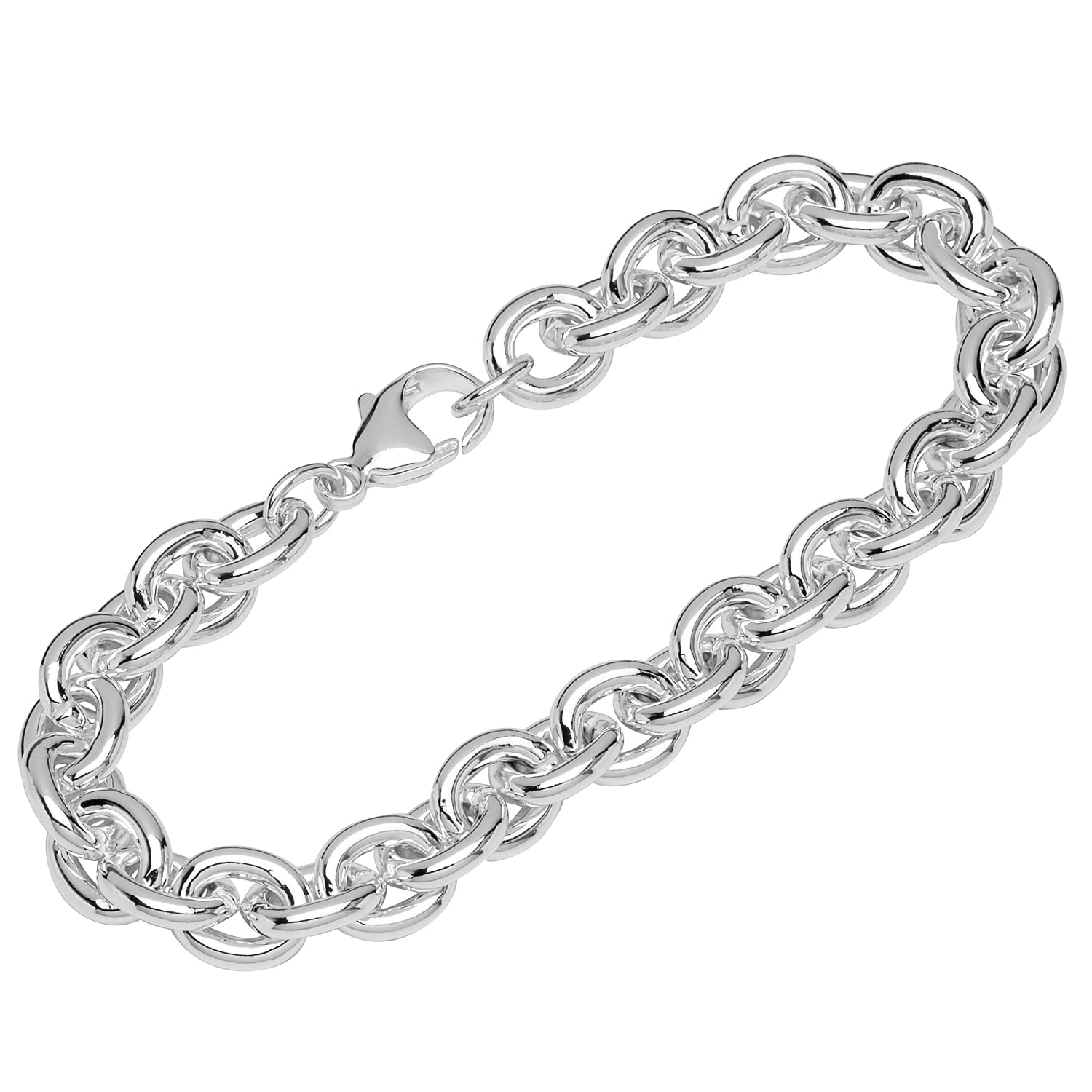Bracciale doppia catena con cuori pendenti lucidi - rhodiato