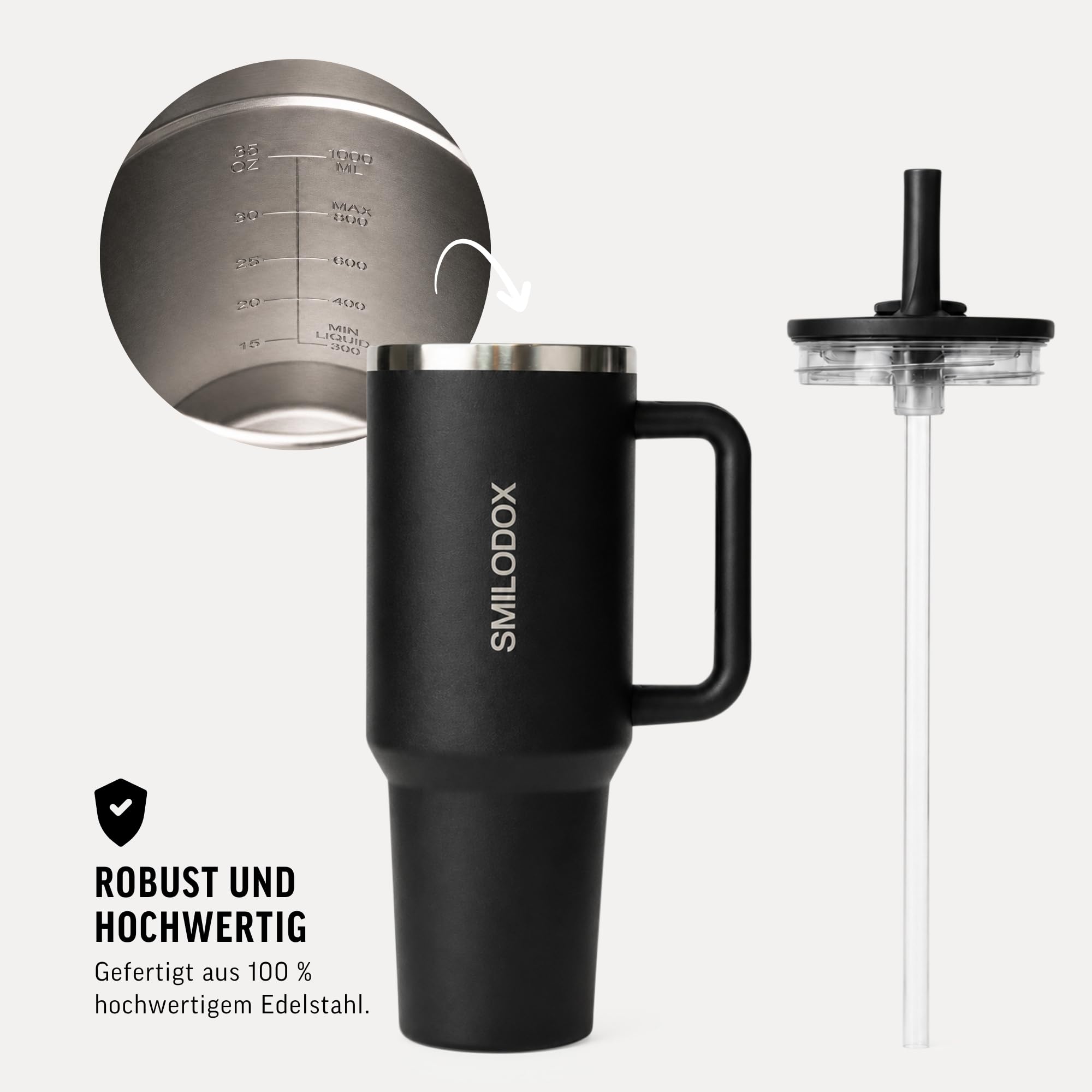 SMILODOX Trinkbecher Termis, 1,2L Edelstahl Tumbler auslaufsicher und BPA frei, Thermo Drink Cup Unisex, Trinkflasche für Sport Büro Freizeit und unterwegs