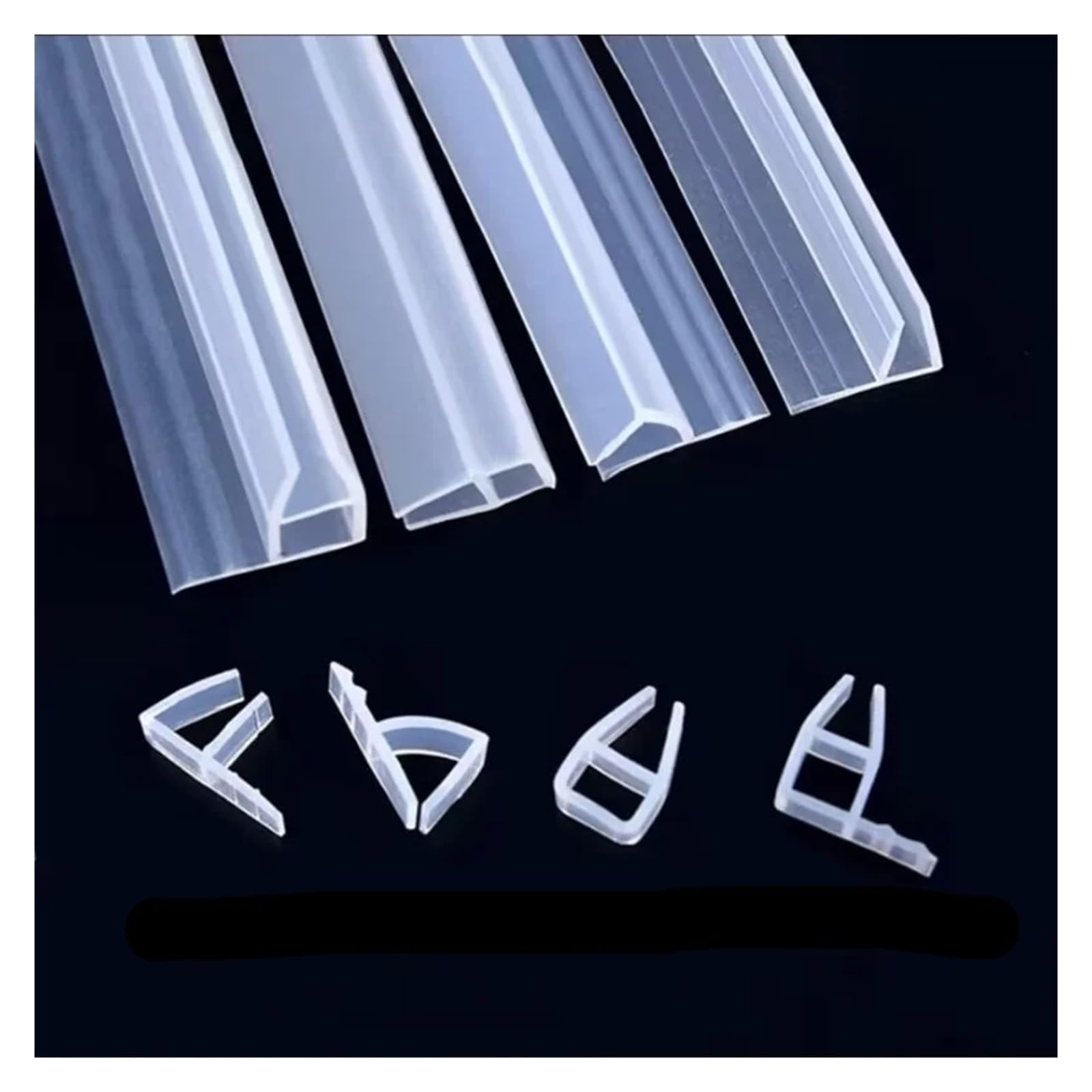 Burlete Ventana Tiras De Sellado De Puertas De Vidrio En Forma De H/F/U, Burletes De Silicona For Ducha Y Baño, Tapón De Tiro(H type,4m,6mm)